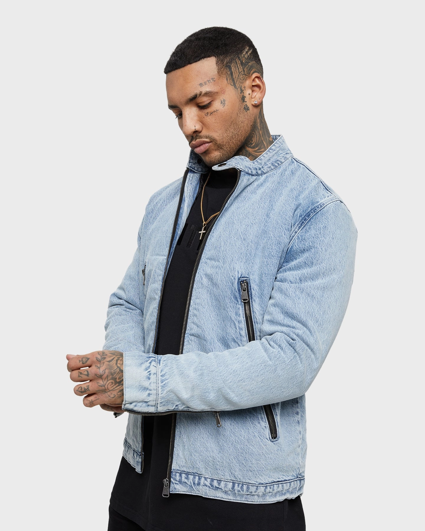 Saint Morta Cremallera Denim Jacket Bleach Blue Outdoor Adventure Grace