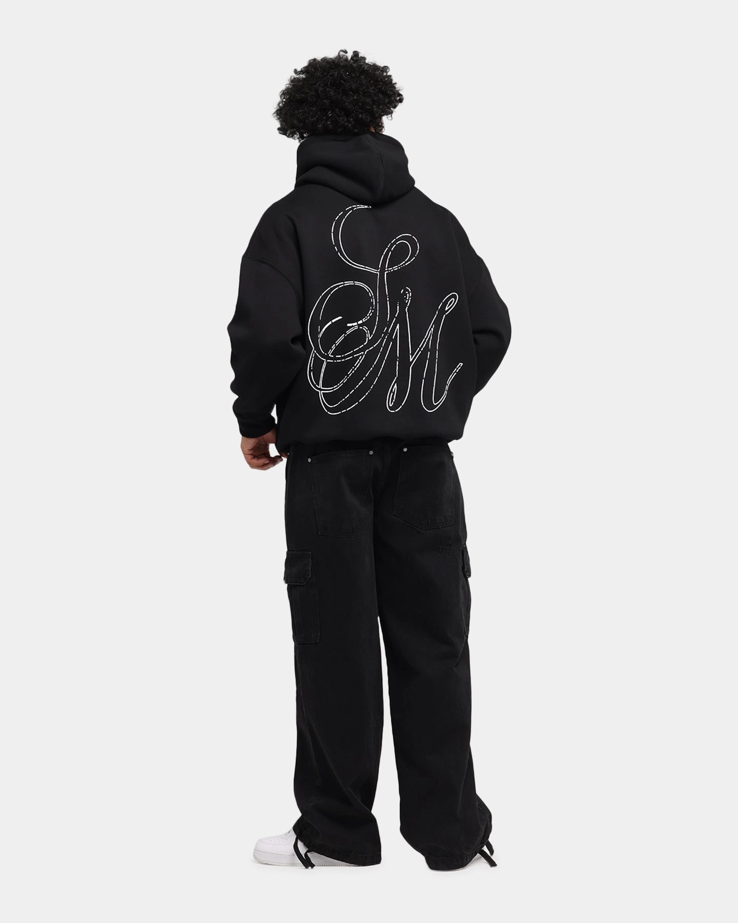 Saint Morta Cursive Boxy Hoodie Black Deployment - easy