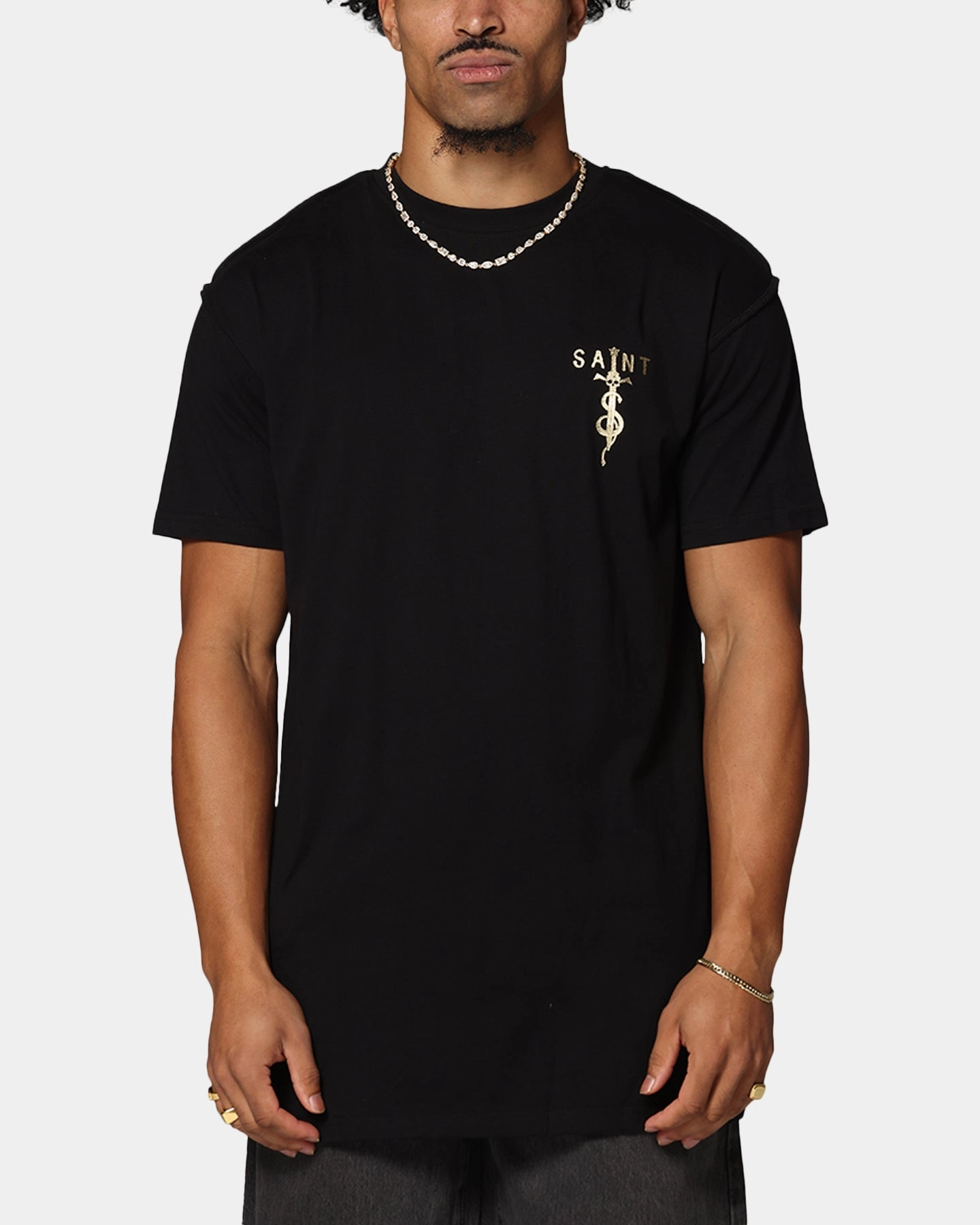 Saint Morta Daggers Lafayette T-Shirt Black/Gold Anti-static Simple Look