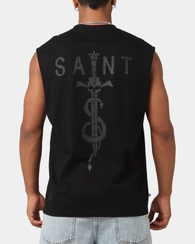 Saint Morta Daggers Oversized Muscle T-Shirt Black/Black Chic Cut Sublimation Resistant Fabric