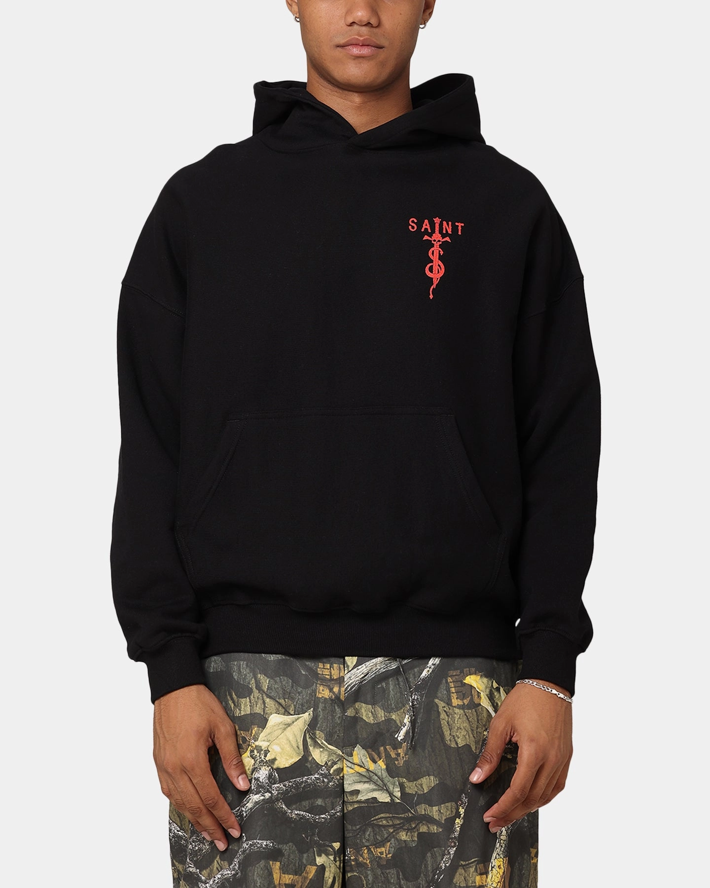 Saint Morta Daggers Premium Hoodie Black/Red Sleek Outerwear windy