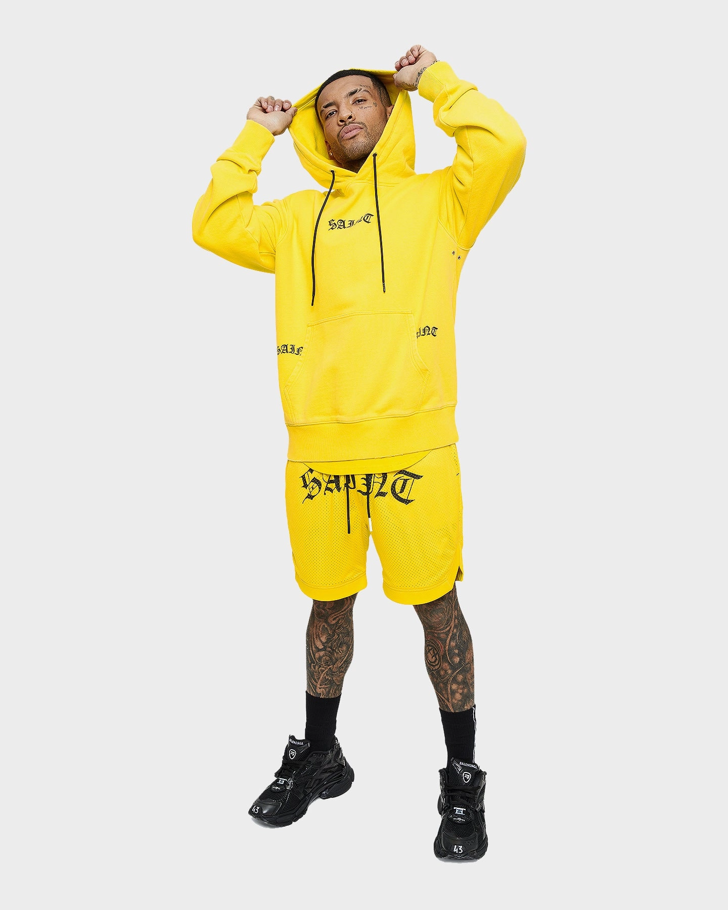 Anti Slip Collar Compete Saint Morta Day Of The Dead Hoodie Yellow/Black