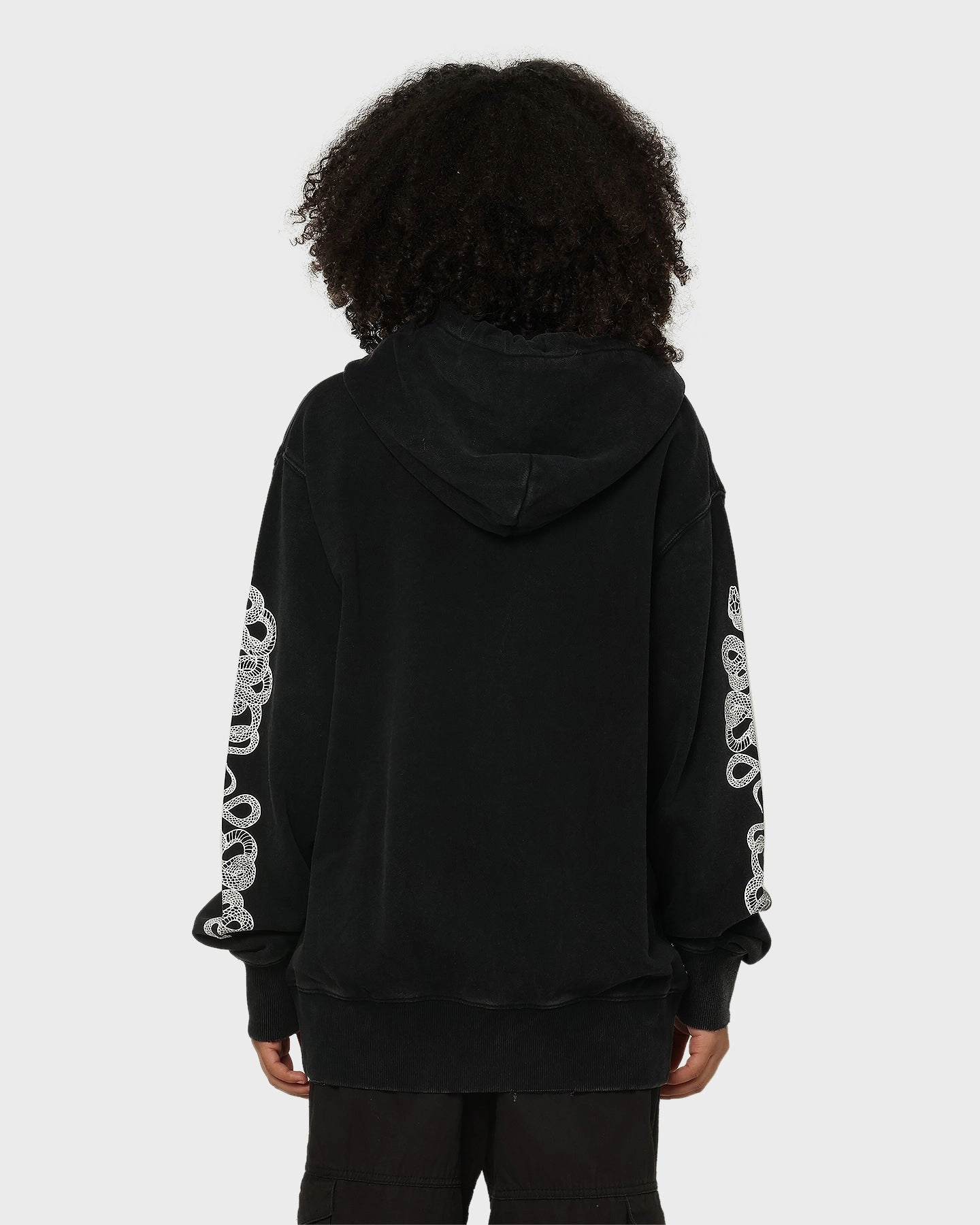 Street Style Mesh Backed Hood Saint Morta Death Adder Hoodie Black