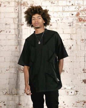 Saint Morta Deconstructed PSI Boxy Vintage T-Shirt Vintage Black Ribbed collar