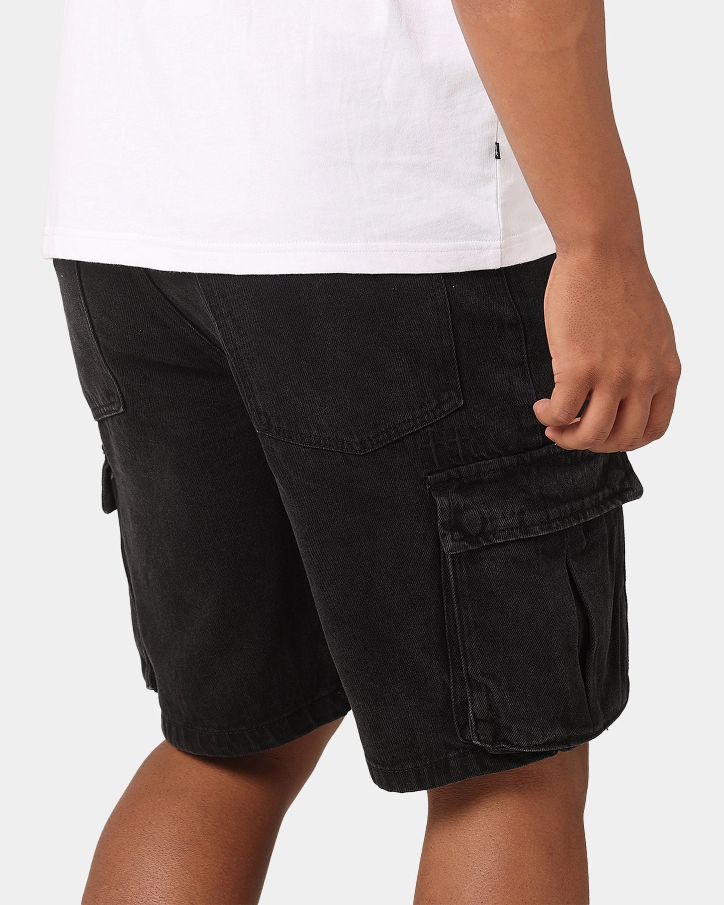 Noise Free Fabric Saint Morta Denim Cargo Shorts Washed Black