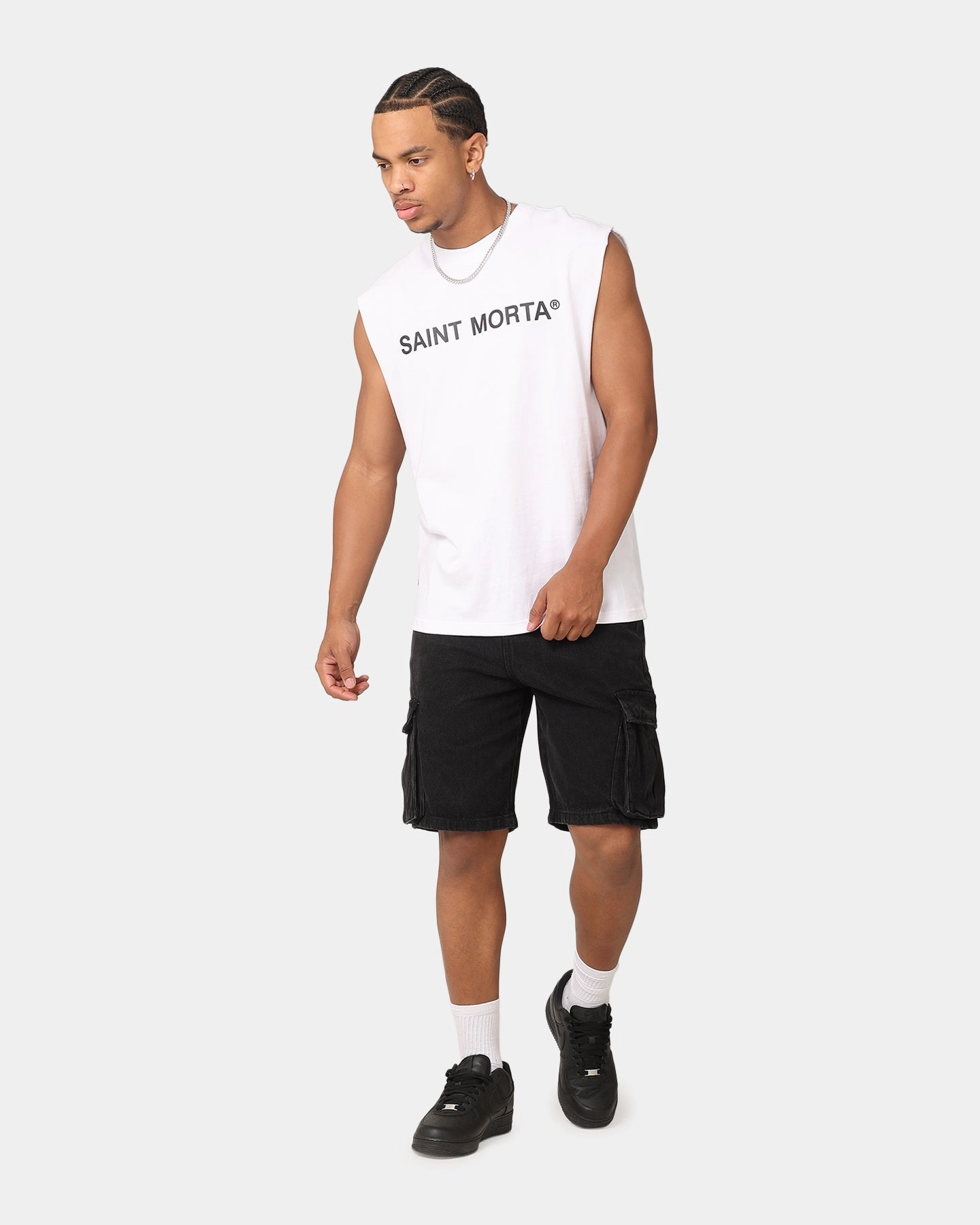 dress shirt Saint Morta Denim Cargo Shorts Washed Black