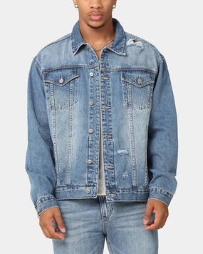 Fashion Vibe Change Saint Morta Denim Trucker Jacket Mid Blue Denim