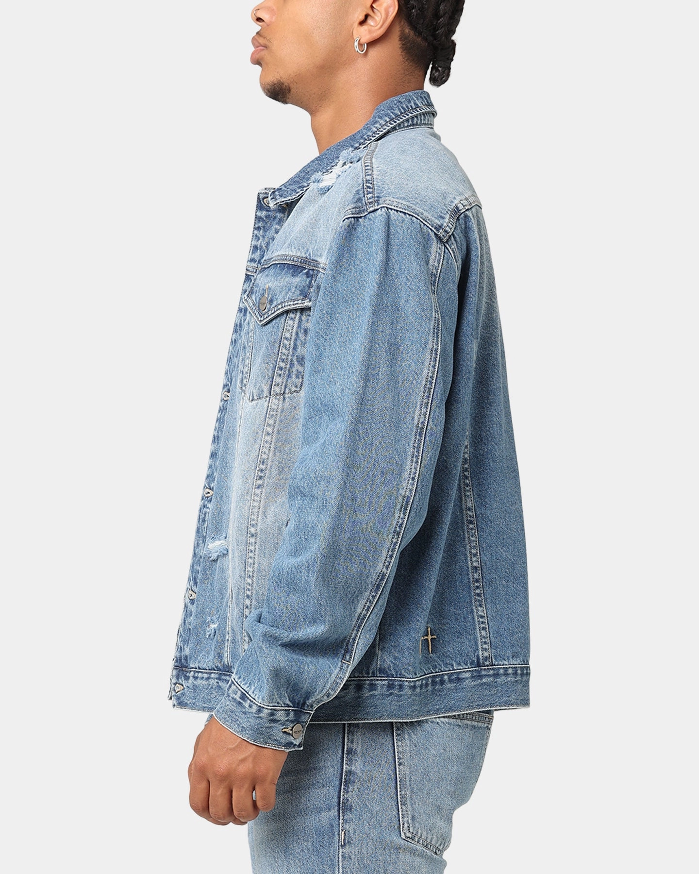 Saint Morta Denim Trucker Jacket Mid Blue Denim Casual Comfort Mascara