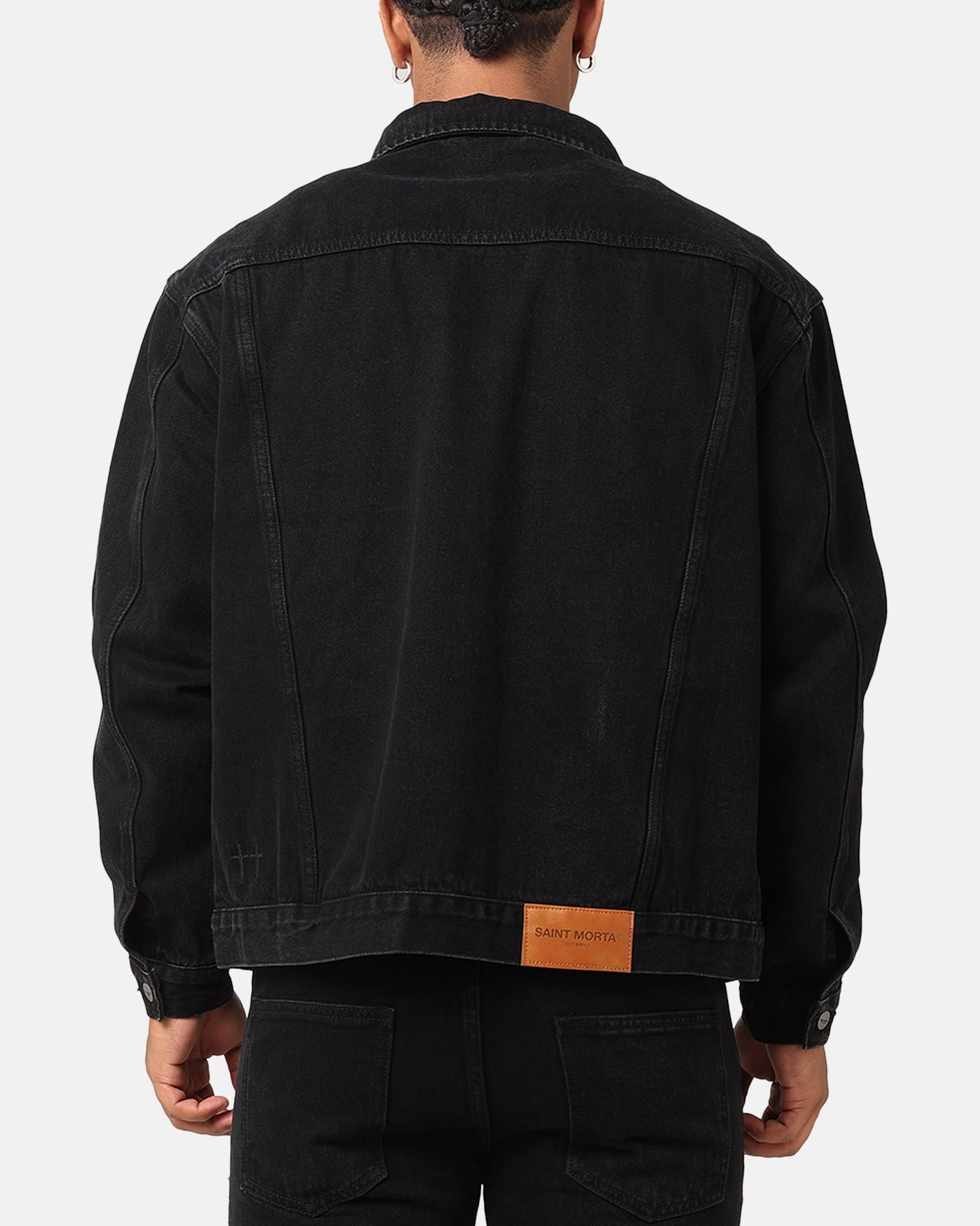 Saint Morta Denim Trucker Jacket Washed Black Street Ready