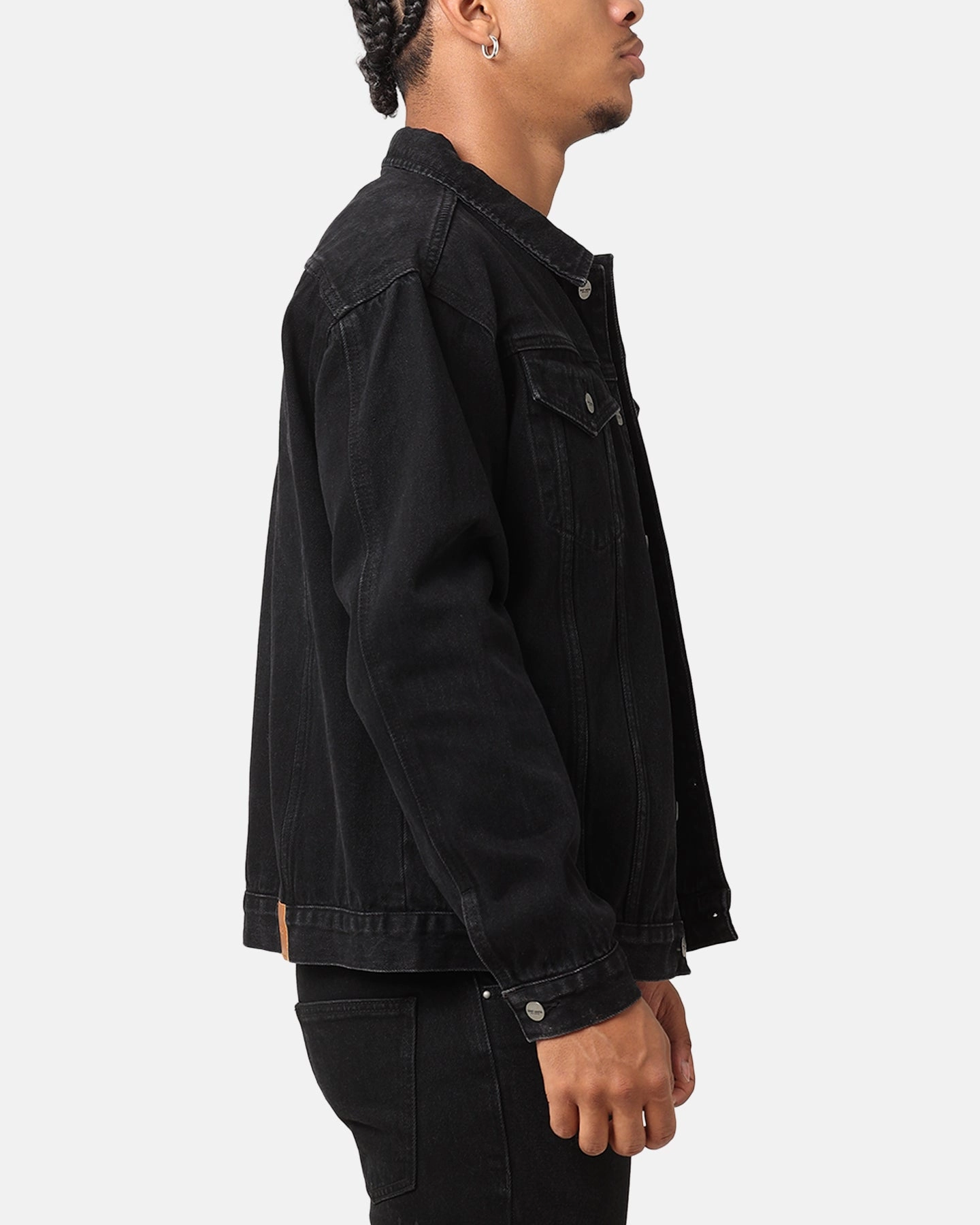 Saint Morta Denim Trucker Jacket Washed Black Polyester Modular Layering System