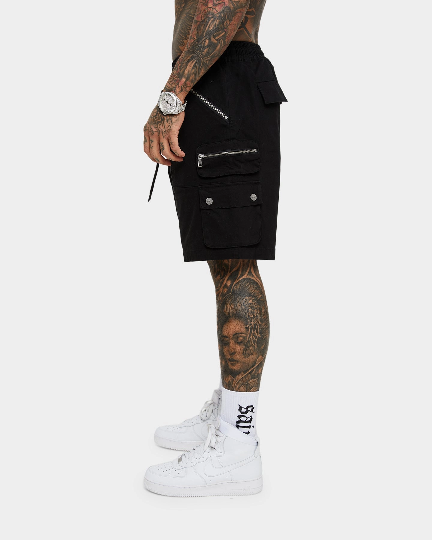 Reflective Safety Details Summer Wardrobe Saint Morta Desolation Cargo Shorts Black
