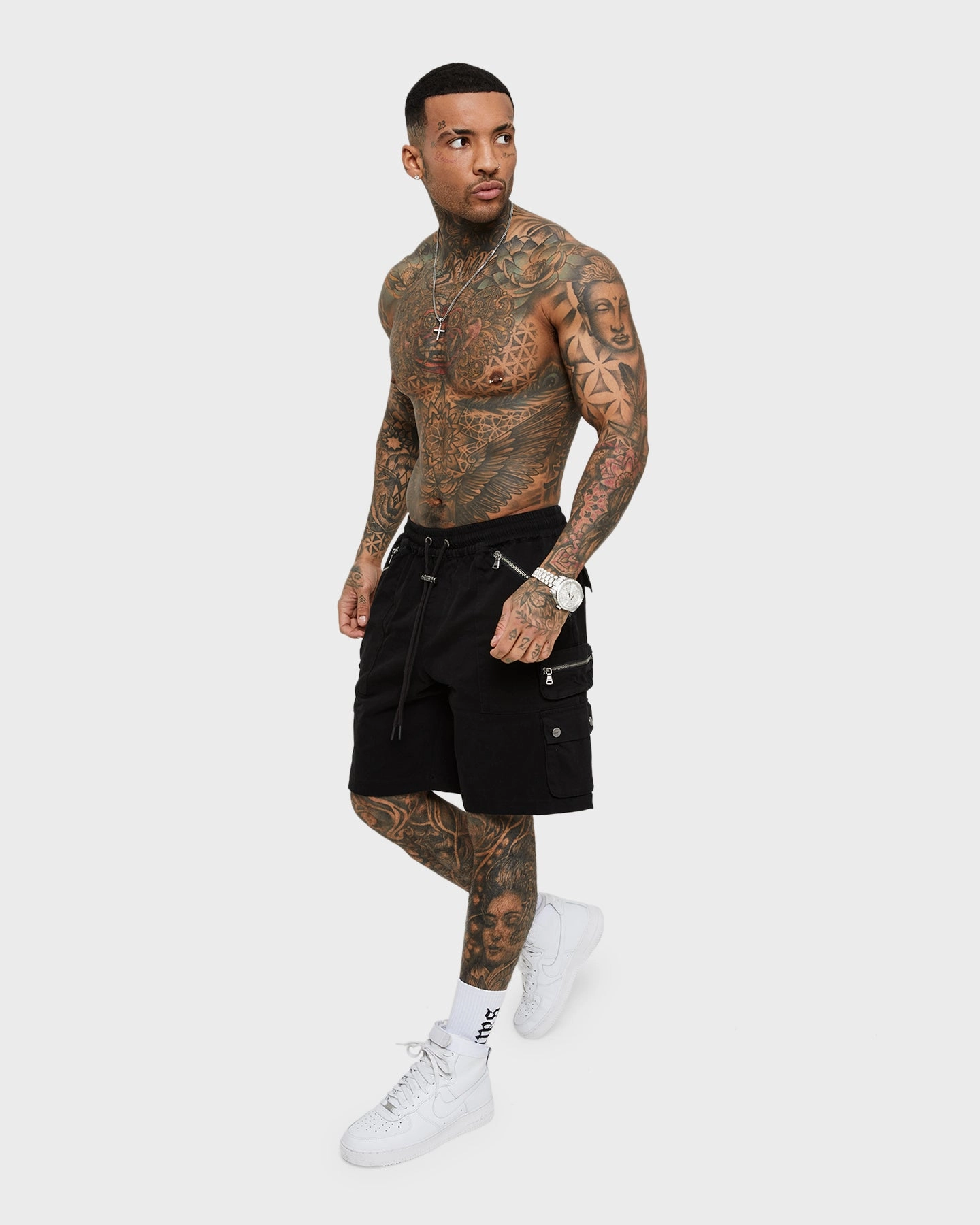 Saint Morta Desolation Cargo Shorts Black Moisture Management Lining Eco-friendly