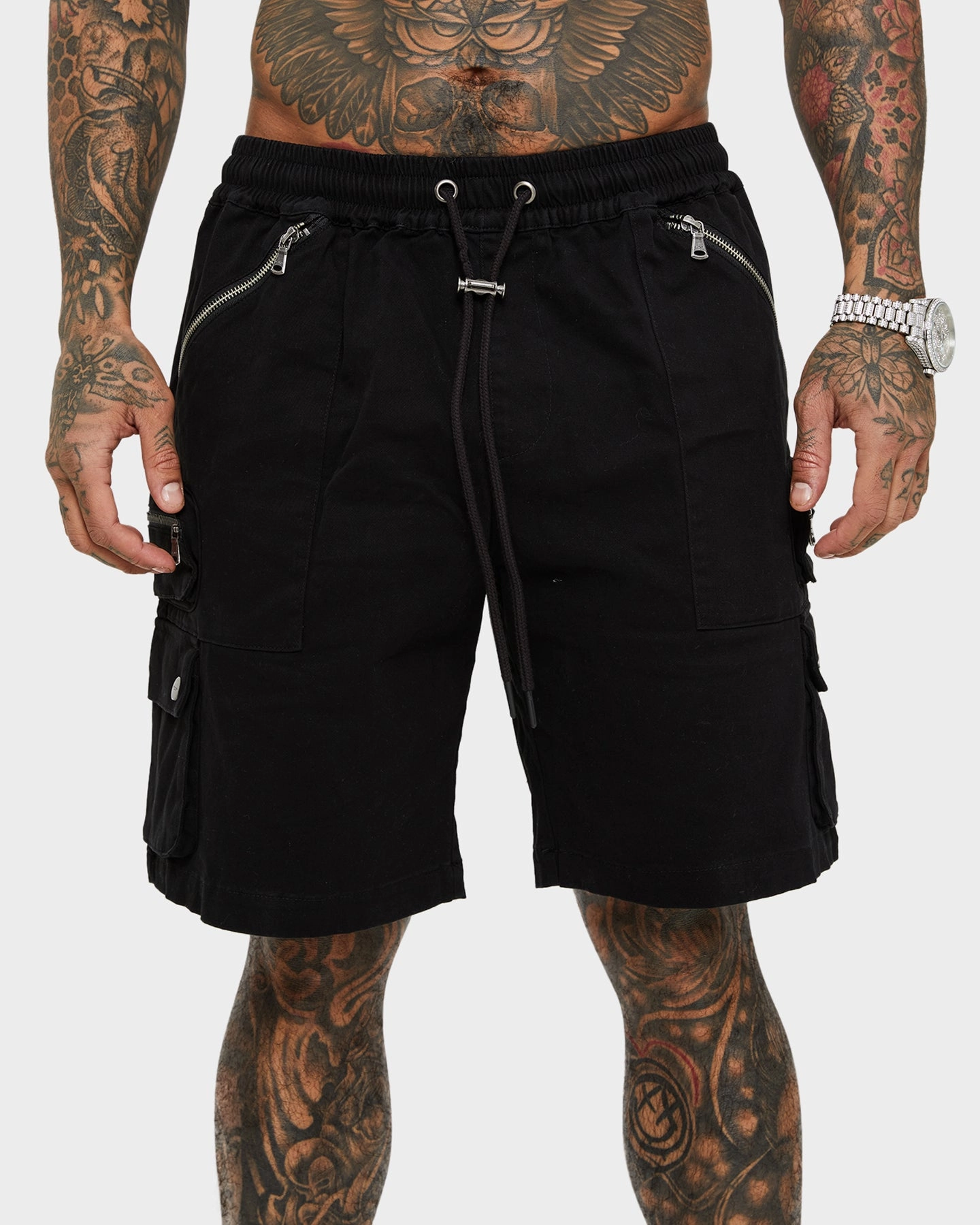 Saint Morta Desolation Cargo Shorts Black Abrasion Dispersing Weave