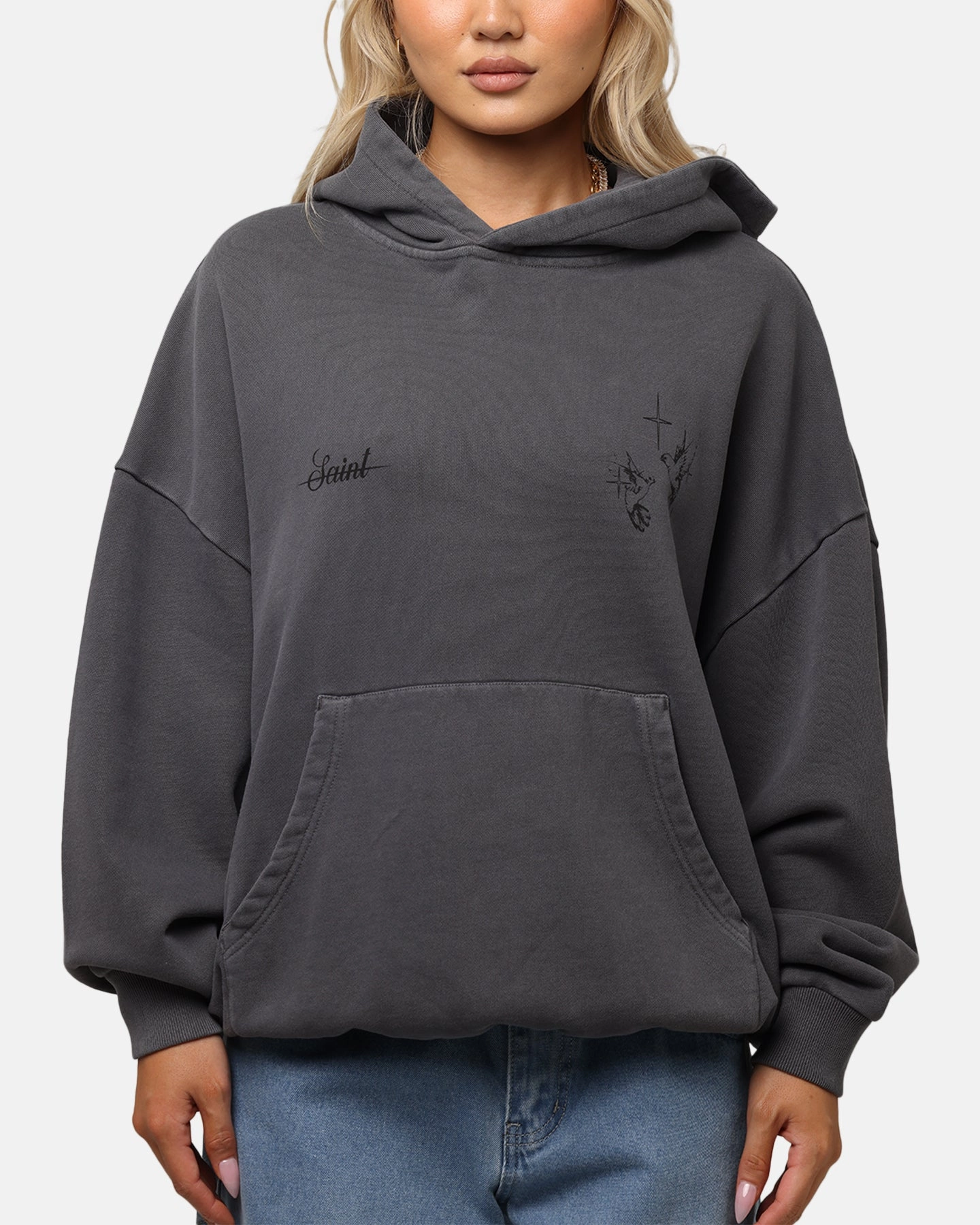 Quick Dry Technology Saint Morta Destiny Rising Boxy Hoodie Washed Black