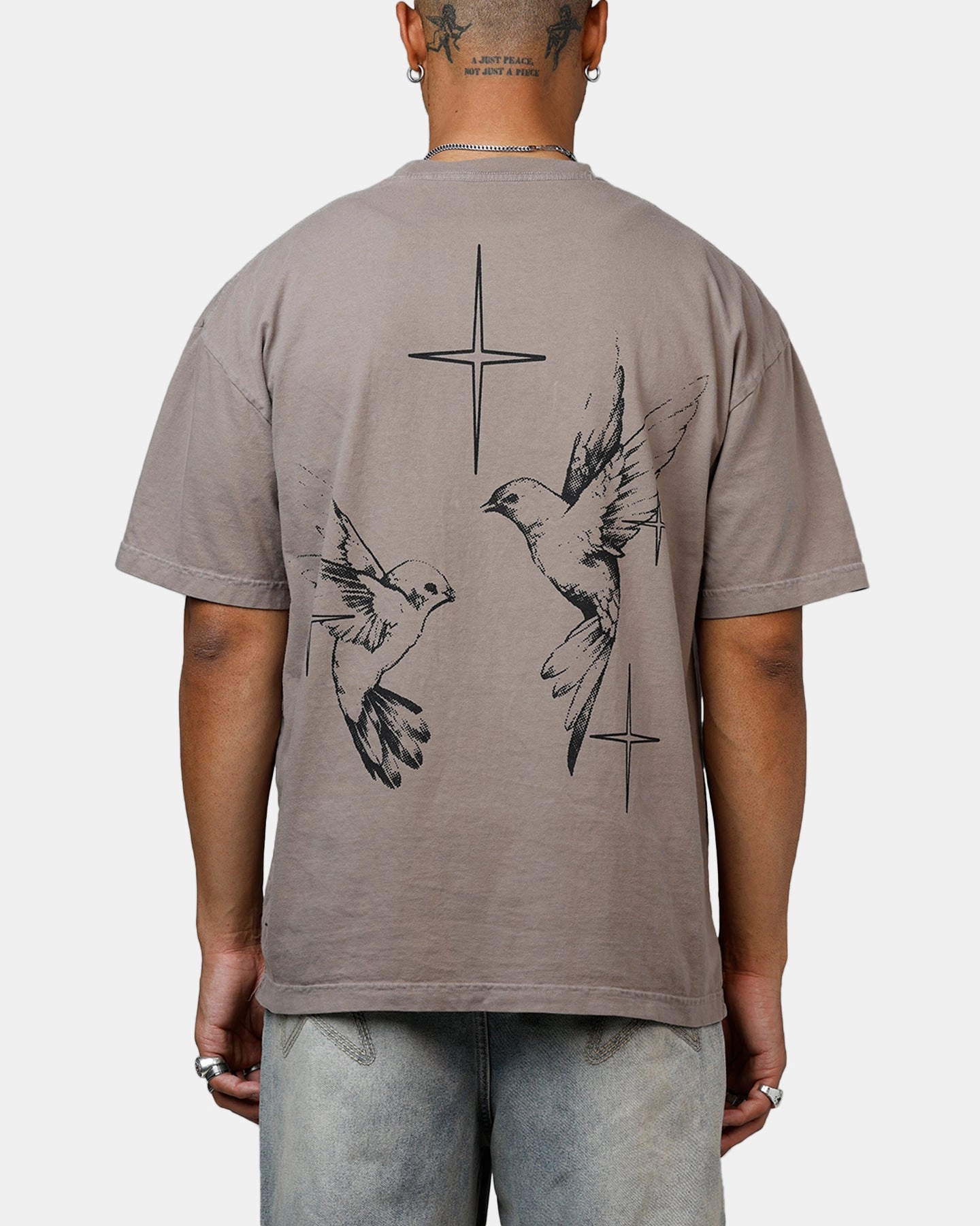 Water Based Ink Print Saint Morta Destiny Rising T-Shirt Vintage Khaki