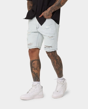 holiday apparel Odor Lock Technology Saint Morta Destroyer Distressed Shorts Ice Blue