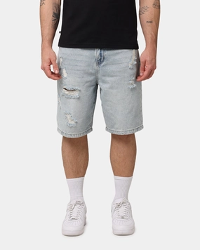 Saint Morta Disrupt Denim Shorts Light Blue Denim Travel Fit soccer uniform