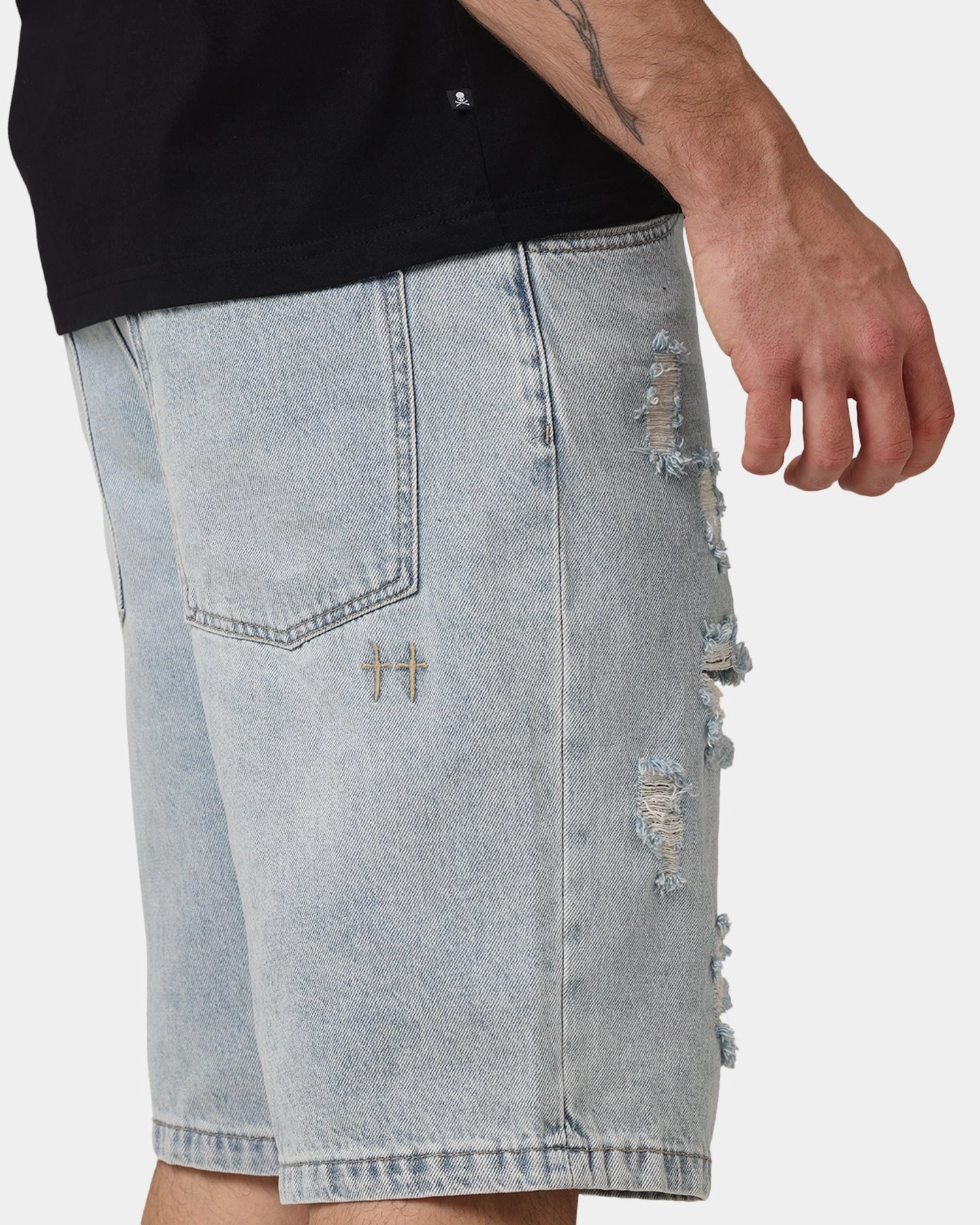 Saint Morta Disrupt Denim Shorts Light Blue Denim QuickAccessPockets