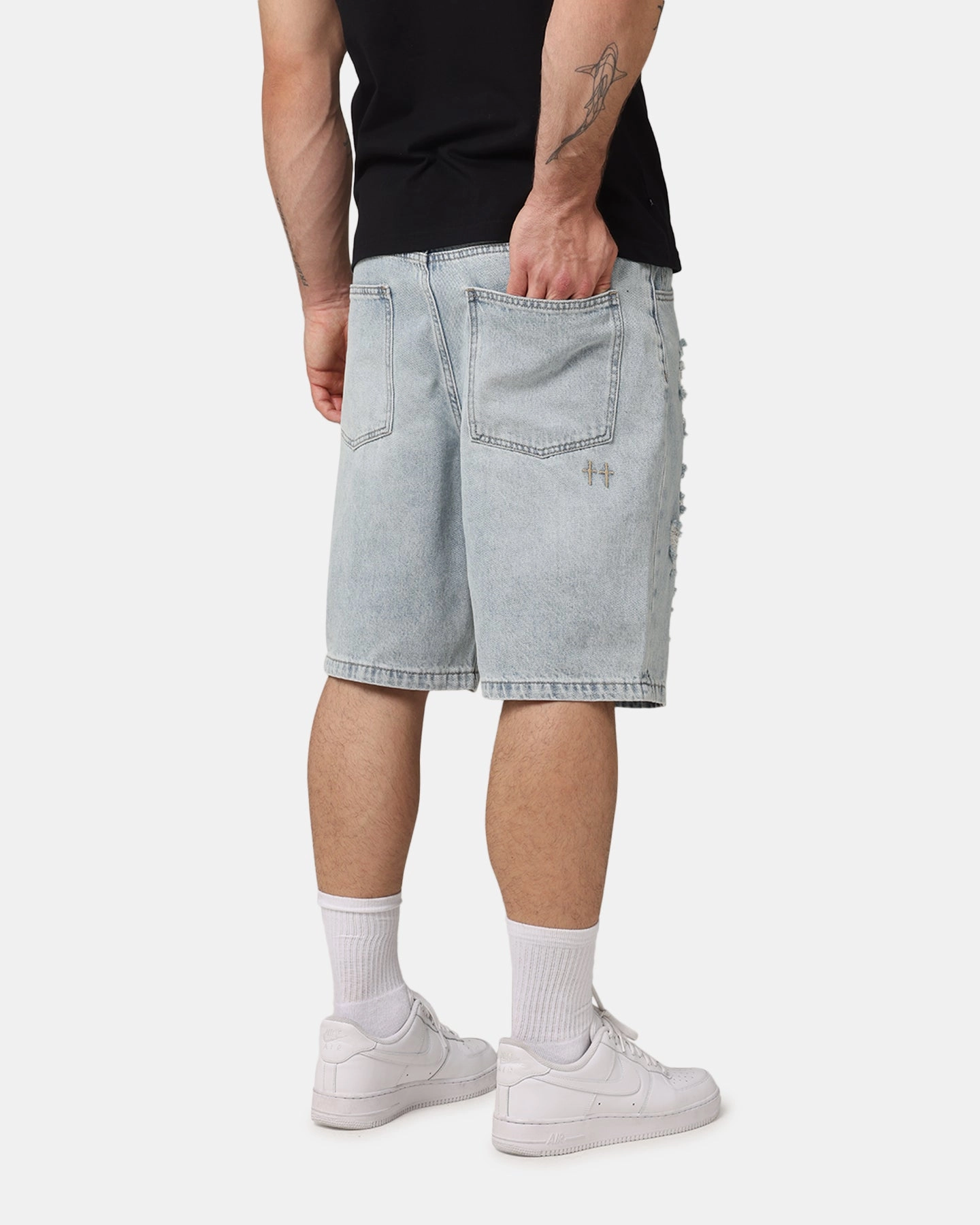 Saint Morta Disrupt Denim Shorts Light Blue Denim Street Mood