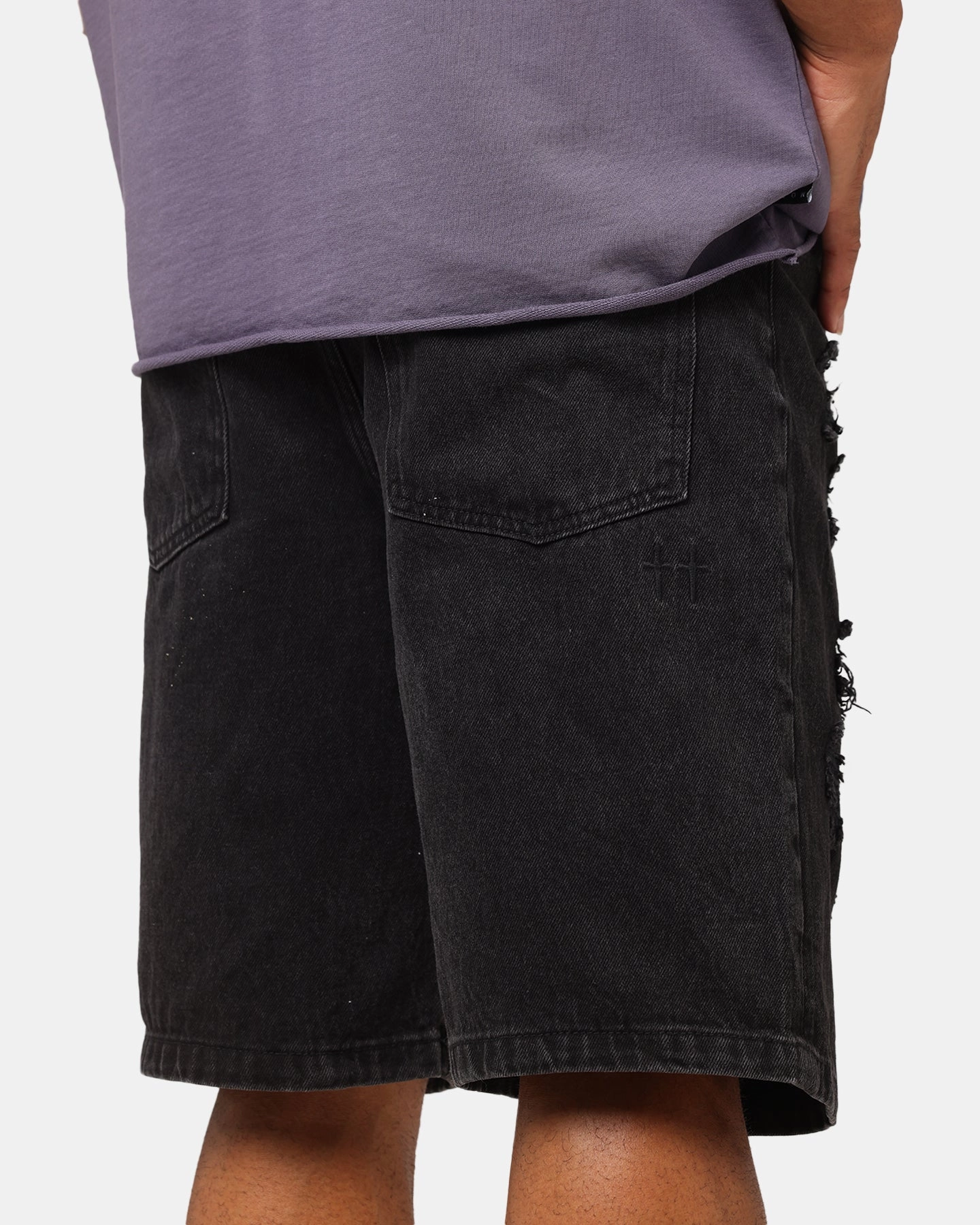 Trendy Look Father's Day gift Saint Morta Disrupt Denim Shorts Washed Black
