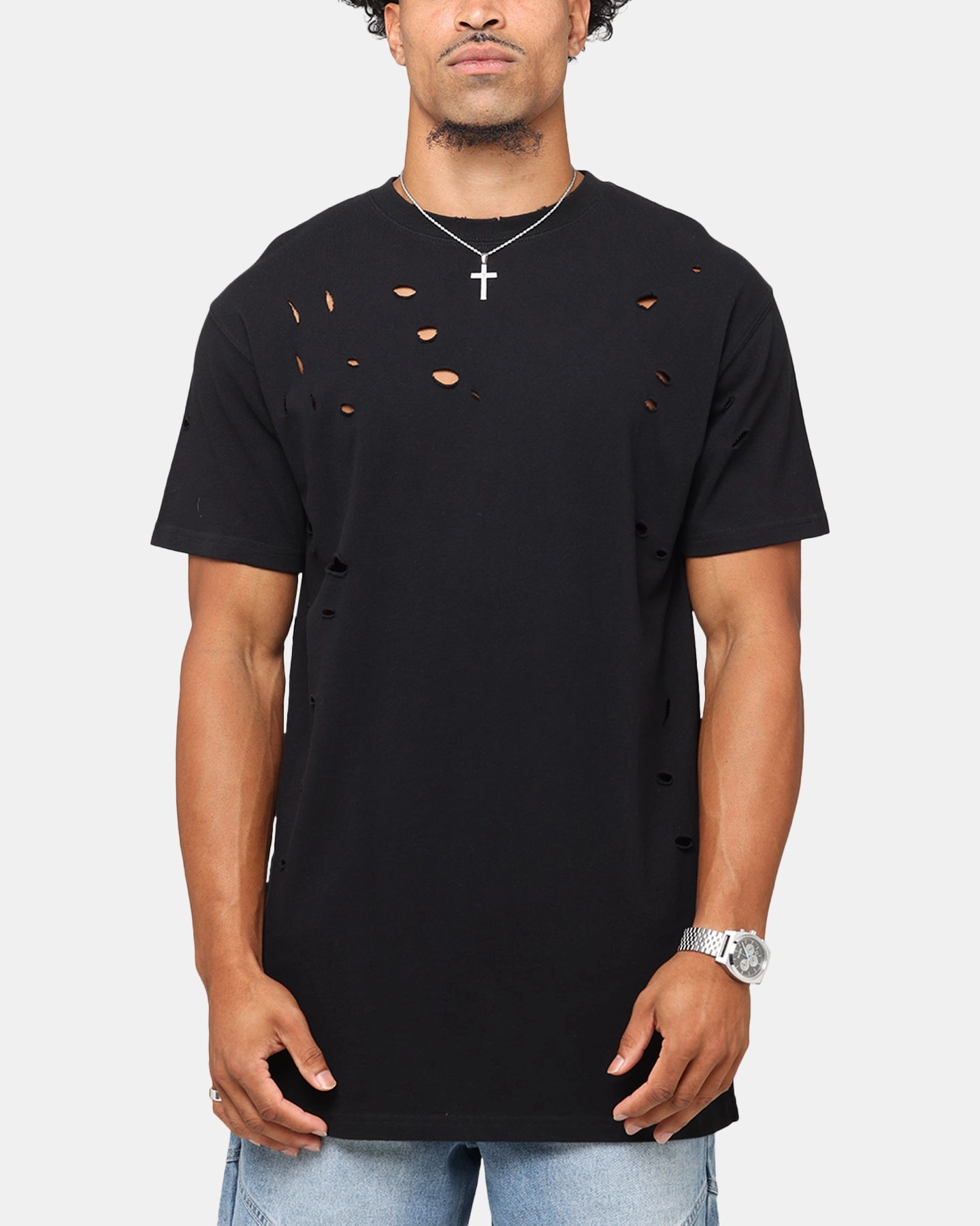 Saint Morta Distressed Lafayette T-Shirt Black Gym workout