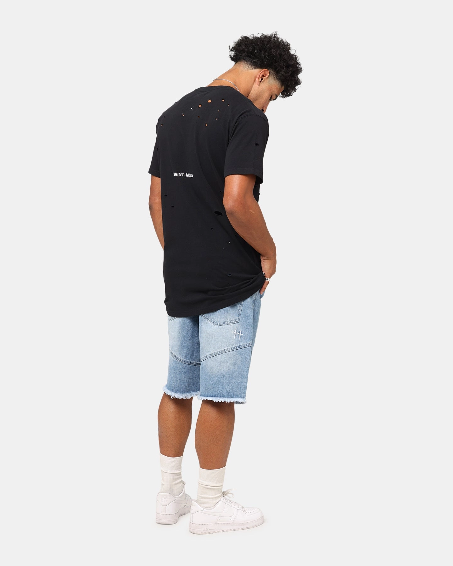 Modern Style Saint Morta Distressed Lafayette T-Shirt Black