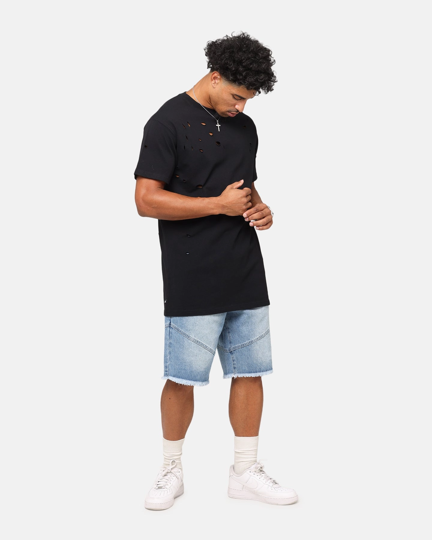 Saint Morta Distressed Lafayette T-Shirt Black Pastel color