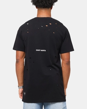 Saint Morta Distressed Lafayette T-Shirt Black in demand Breathable mesh lining