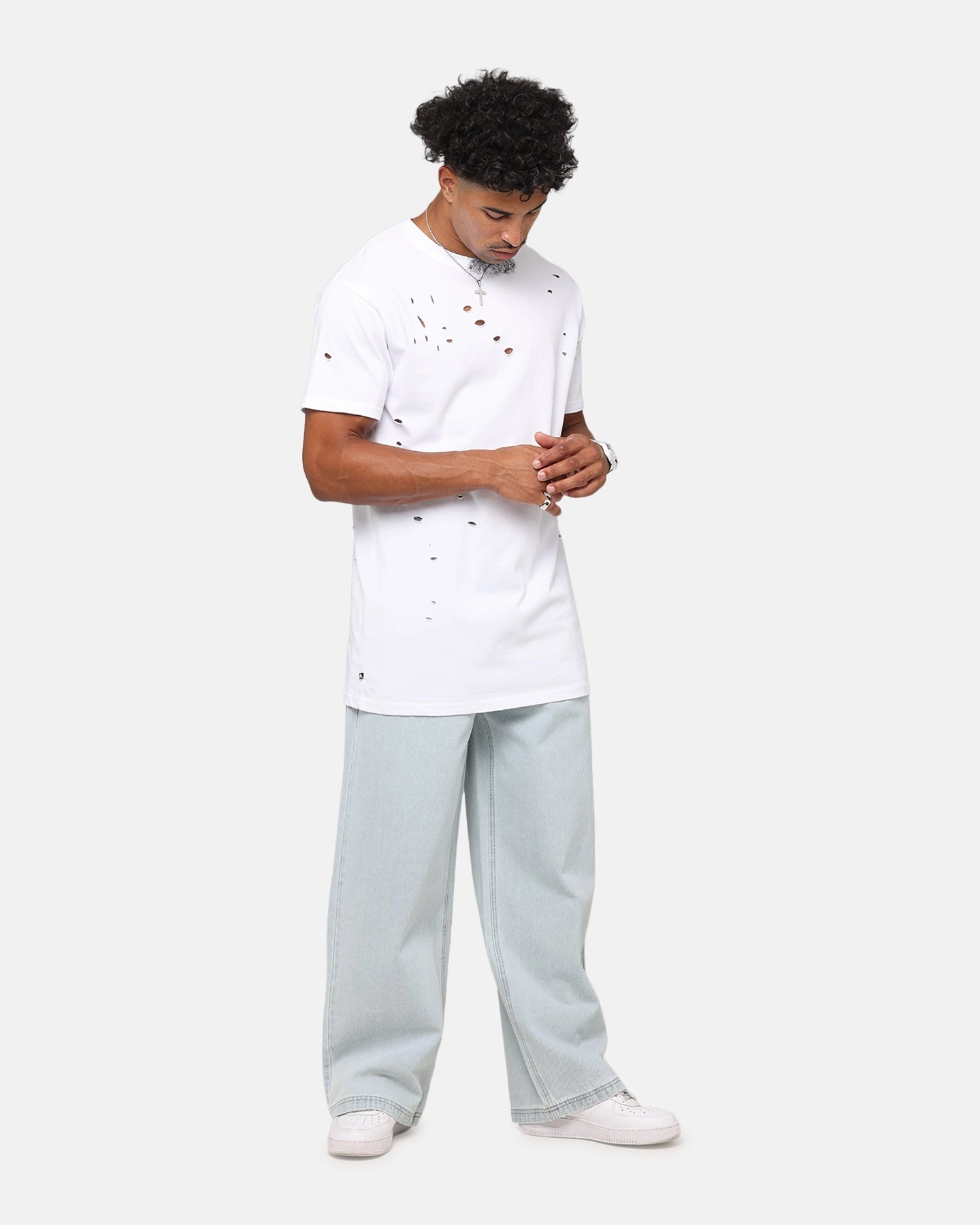 Saint Morta Distressed Lafayette T-Shirt White FadeResistantPrint MinimalBranding