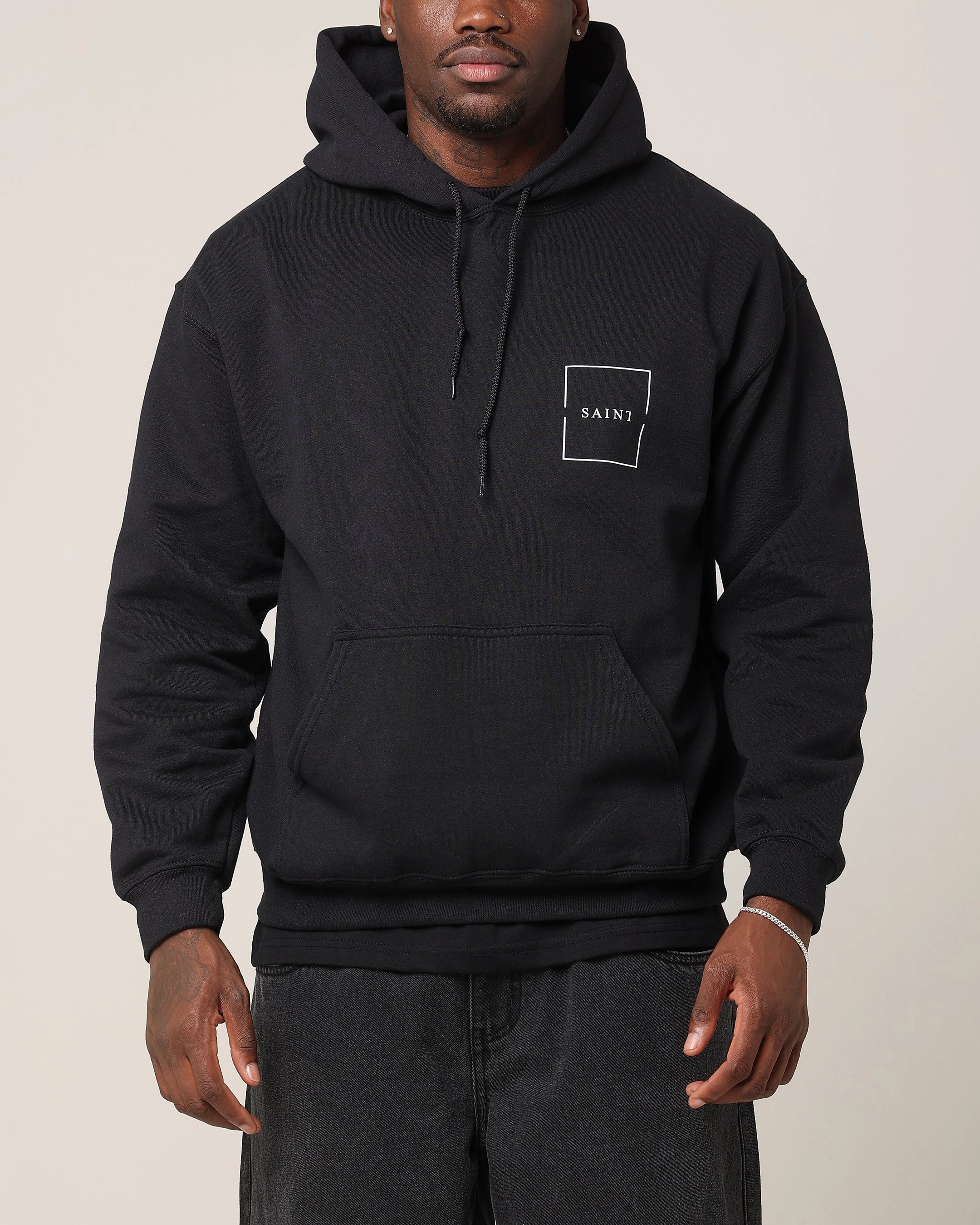 Saint Morta Division Hoodie Black Zip Off Detailing