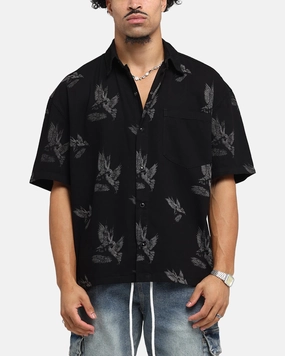 Saint Morta Doves Boxy Denim Button Up Shirt Black Fashion staples
