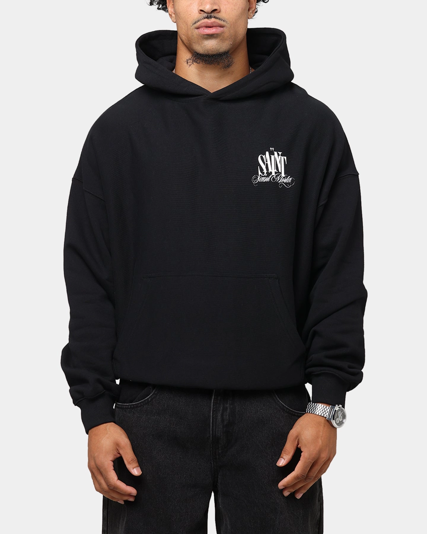 Work Layer Influence Saint Morta Doves Boxy Hoodie Black