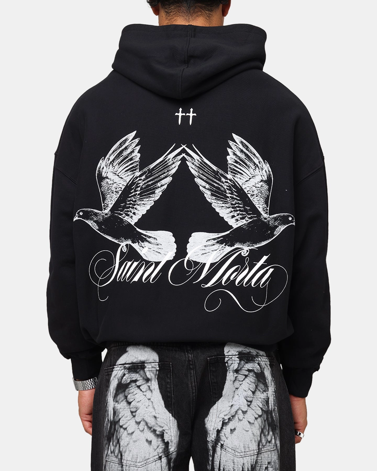 Cologne All-Weather Comfort Saint Morta Doves Boxy Hoodie Black
