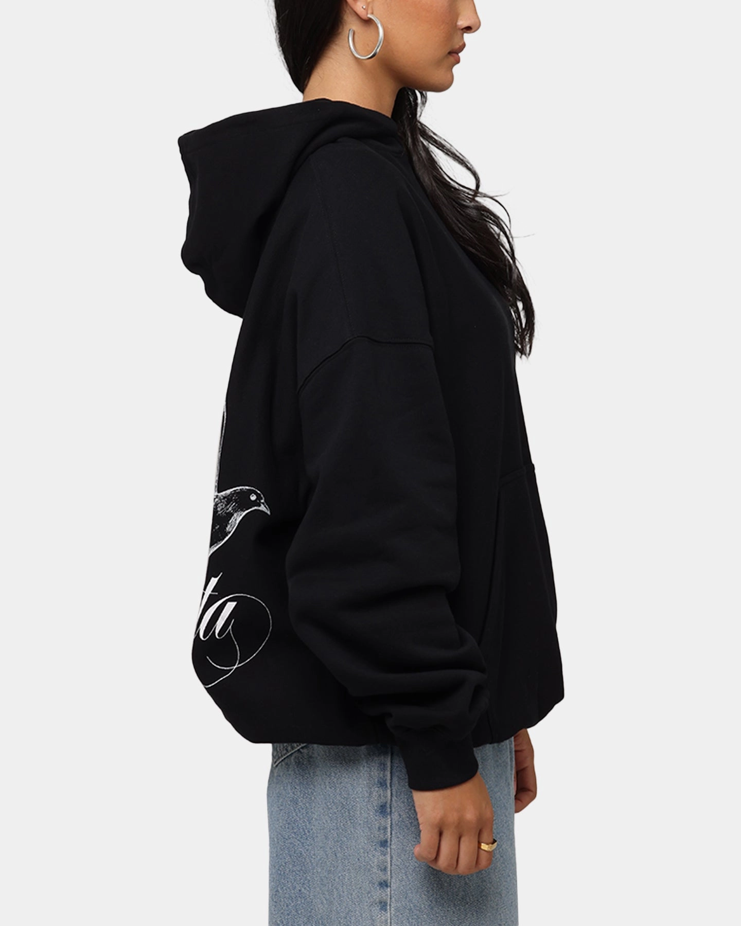 adults Stylish Saint Morta Doves Boxy Hoodie Black
