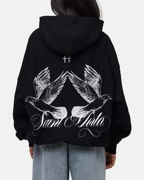 Sustainable Warm Outer Layer Saint Morta Doves Boxy Hoodie Black