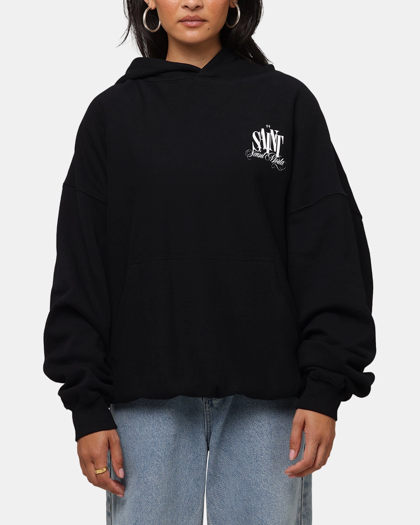 Closet Saint Morta Doves Boxy Hoodie Black