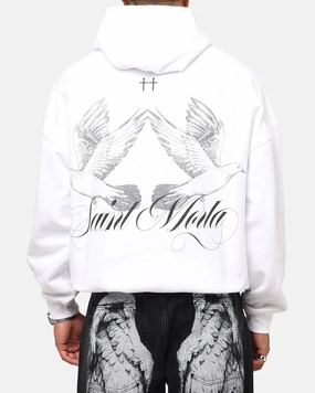 Chafe Resistant Fabric Saint Morta Doves Boxy Hoodie White