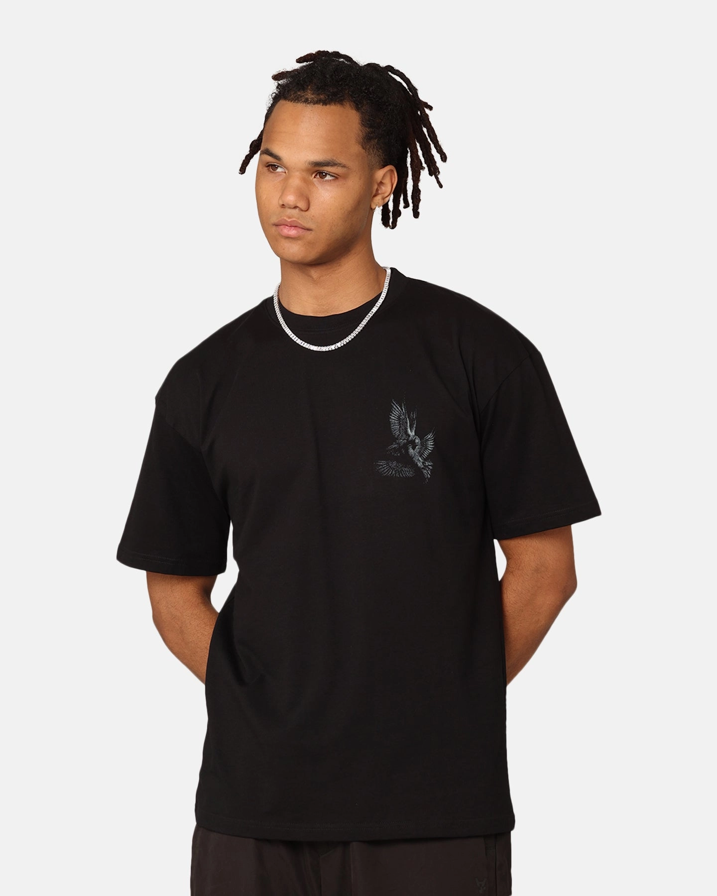 Everyday Fit Wicking Interlock Knit Saint Morta Doves Drop Shoulder T-Shirt Black