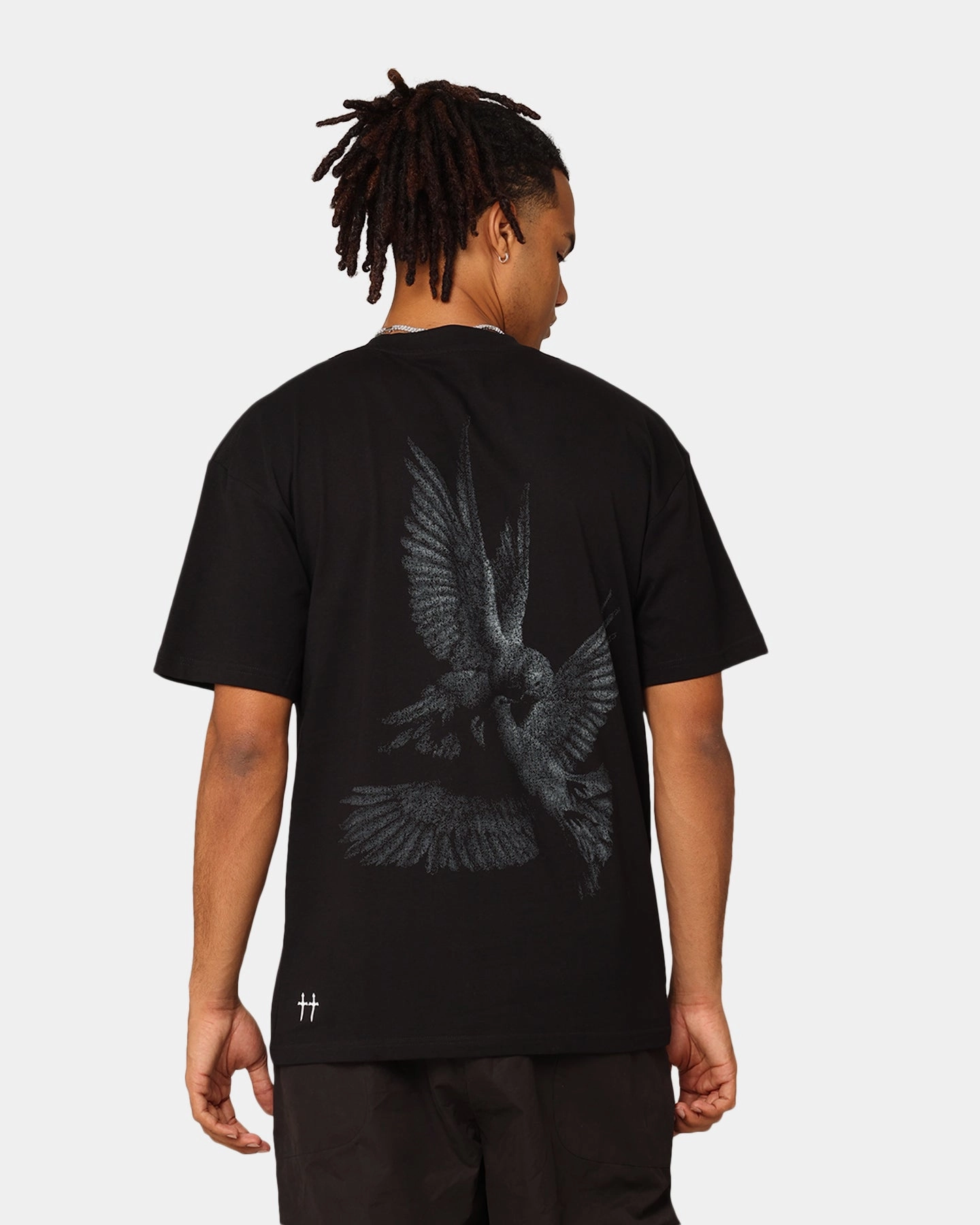 Saint Morta Doves Drop Shoulder T-Shirt Black Comfy Essentials Wear Relaxed Vibes