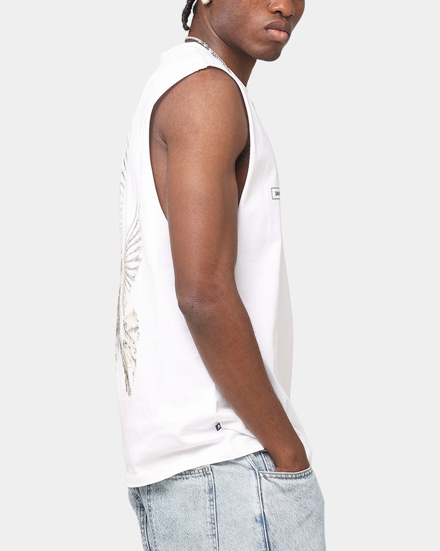 Minimalist Wear Fit For All Day Saint Morta Doves Oversized Muscle T-Shirt White