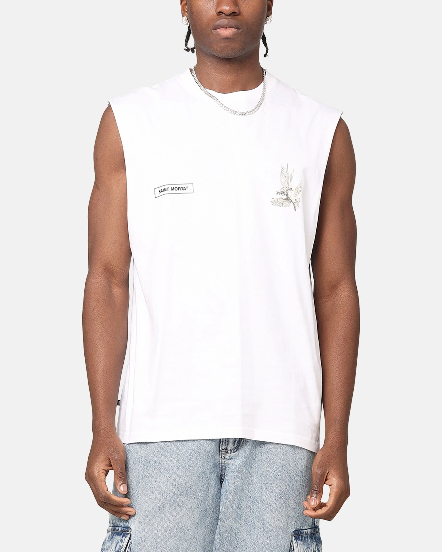 Easy Wear Look sporty and comfortable Saint Morta Doves Oversized Muscle T-Shirt White