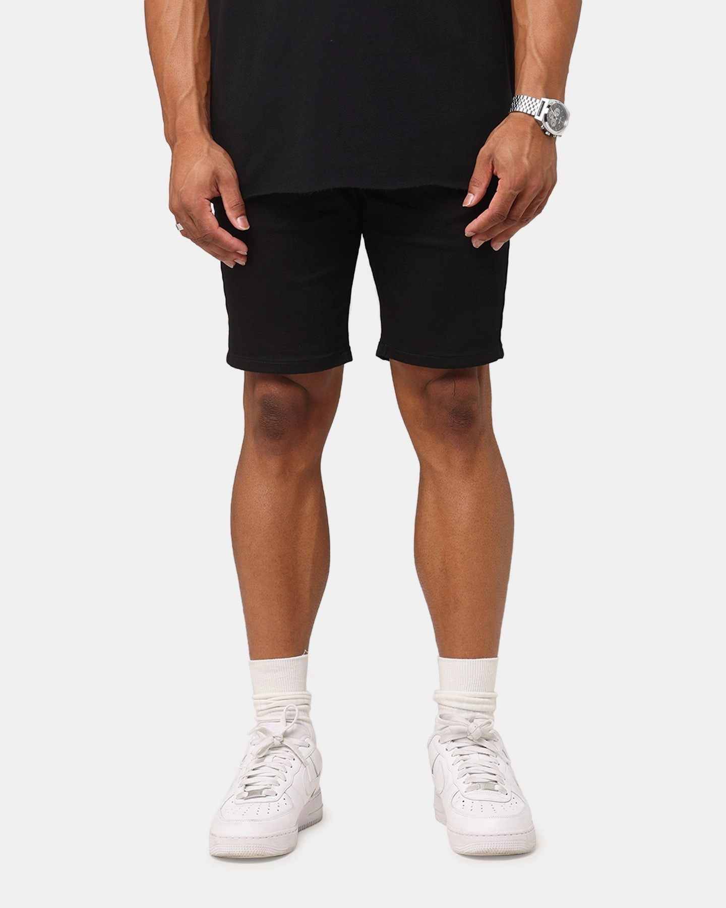 Saint Morta Dynasty Denim Shorts Black Abrasion Resistant Fabric denim material