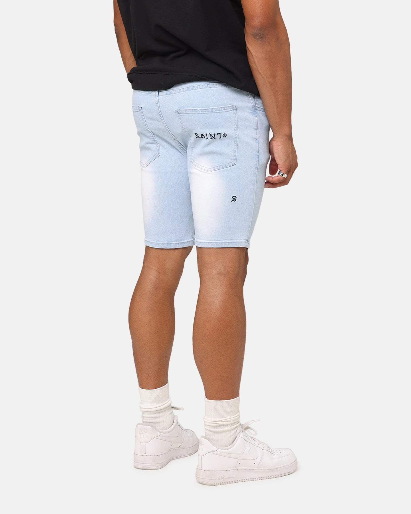 Saint Morta Dynasty Denim Shorts Pale Blue Parka