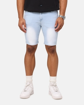 Camouflage Style Stretch waistband Saint Morta Dynasty Denim Shorts Pale Blue