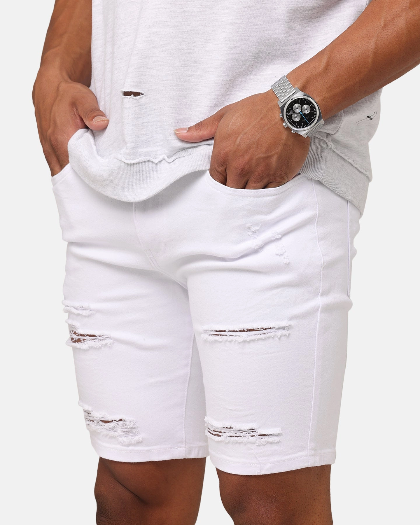 Saint Morta Dynasty Thrash V2 Denim Shorts White Flexible Cut