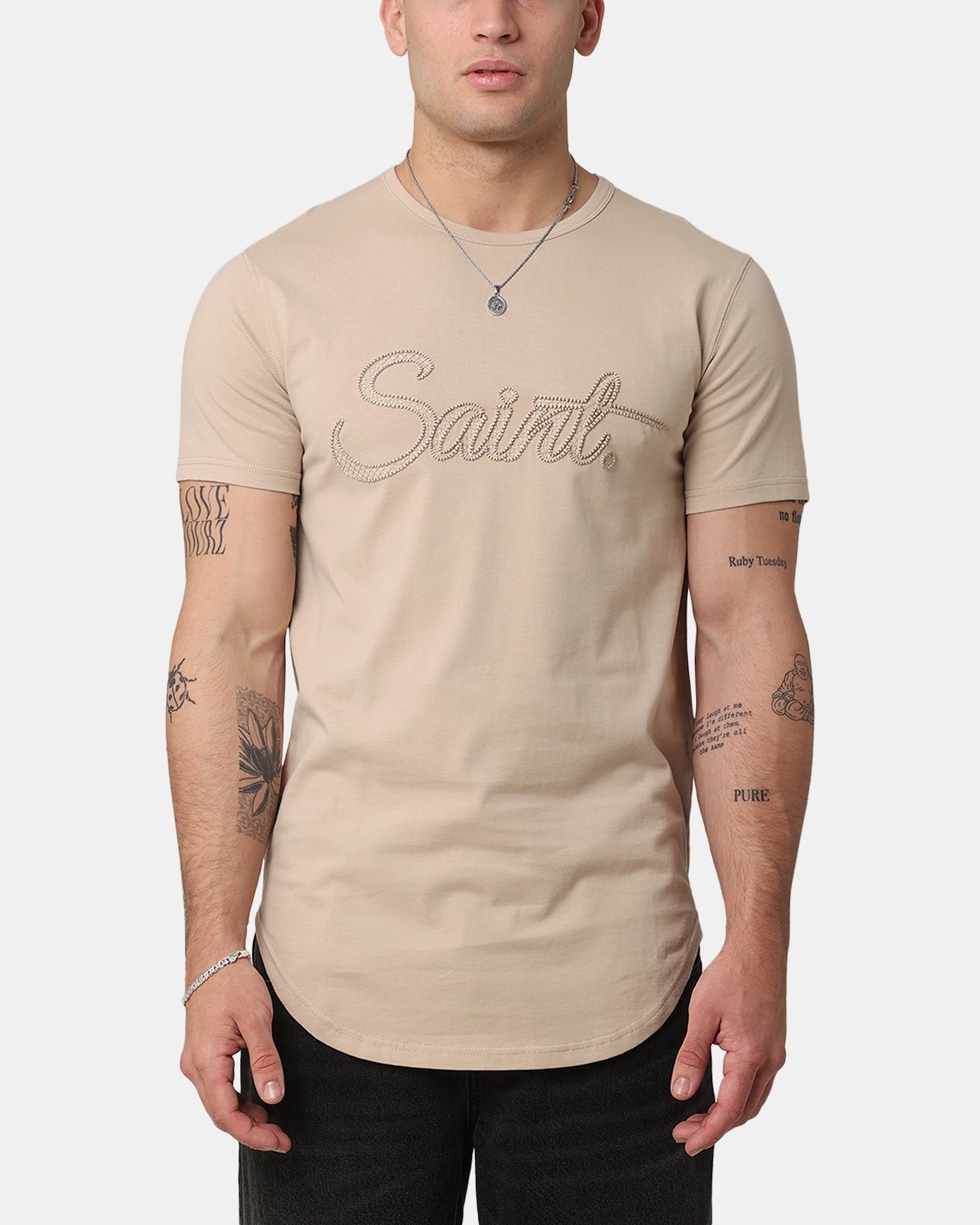 Bold and Comfortable Saint Morta El Duplo Scribere T-Shirt Stone