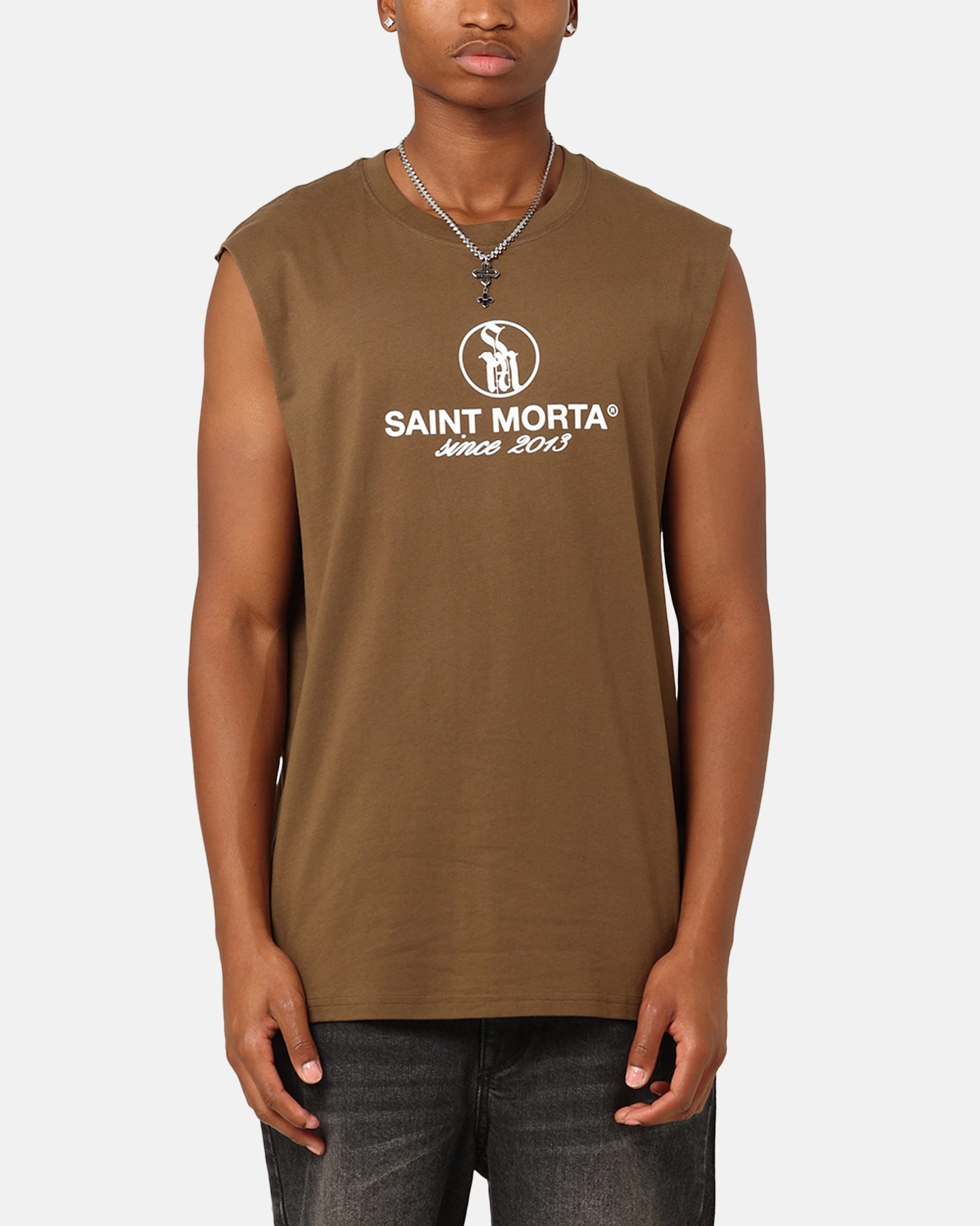 Anti Odor Technology Saint Morta Emblem Muscle T-Shirt Army Green