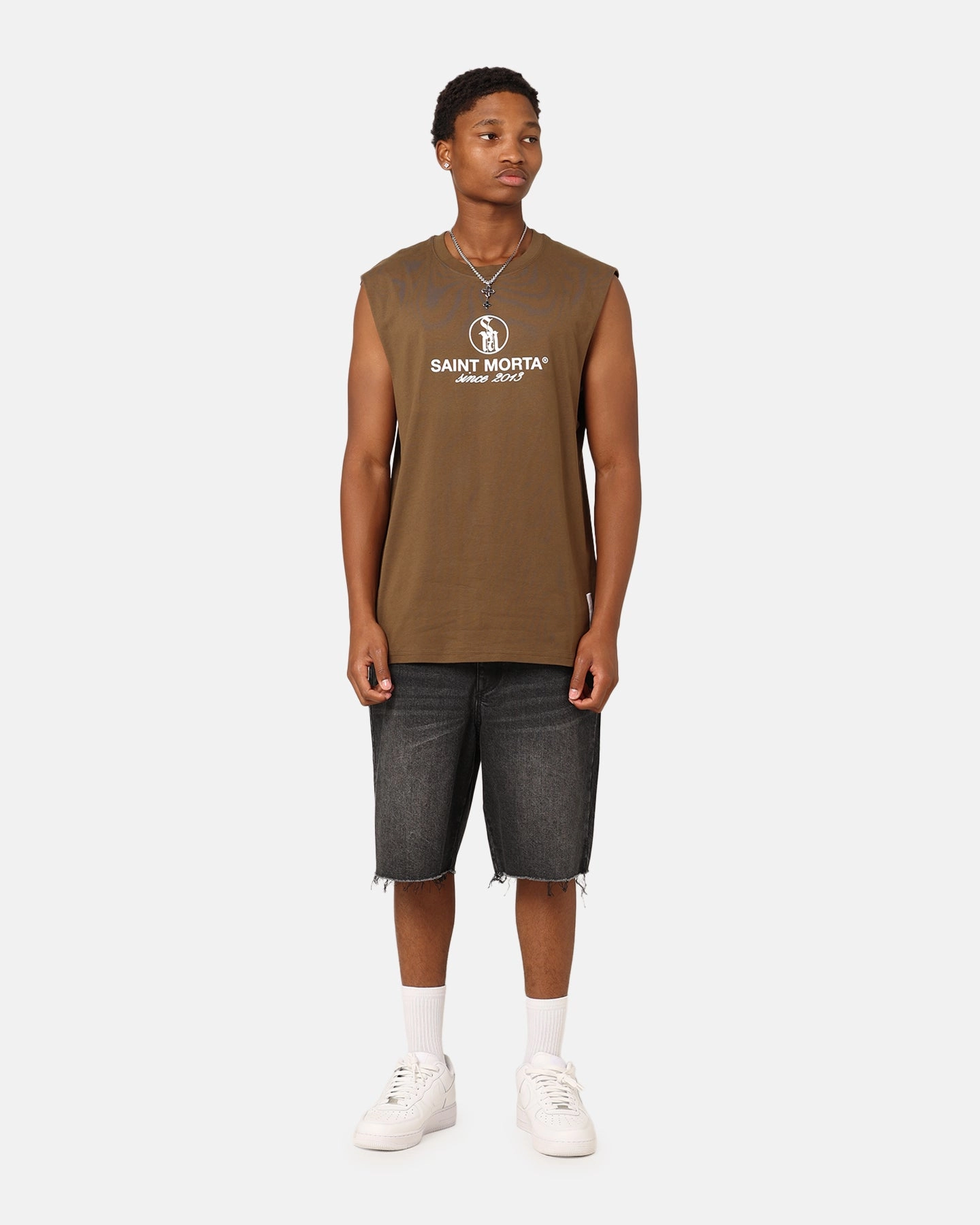 Non Toxic Materials Saint Morta Emblem Muscle T-Shirt Army Green