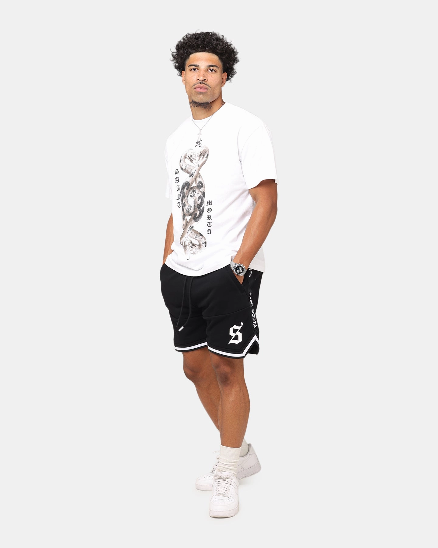 Saint Morta Entanglement Boxy T-Shirt White Crew Neck Design