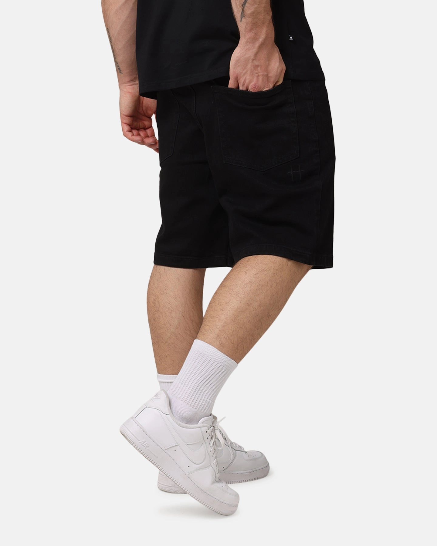 Saint Morta Essential Denim Shorts Washed Black Fun Prints